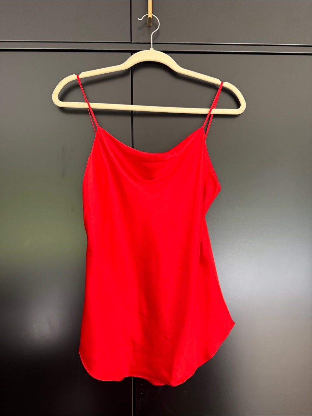 cinq a sept Red Satin Cowl Neck Camisole Marta small
